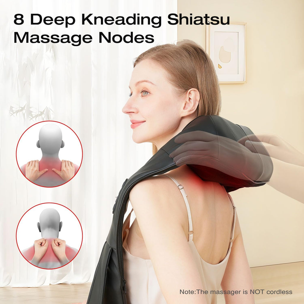 AERLANG Neck and Back Massager with Relaxing Heat, Neck Massager, Shoulder and Back Massager for Pain and Relaxation, Gift for Women, Men, Mom and Dad (Not Wireless)