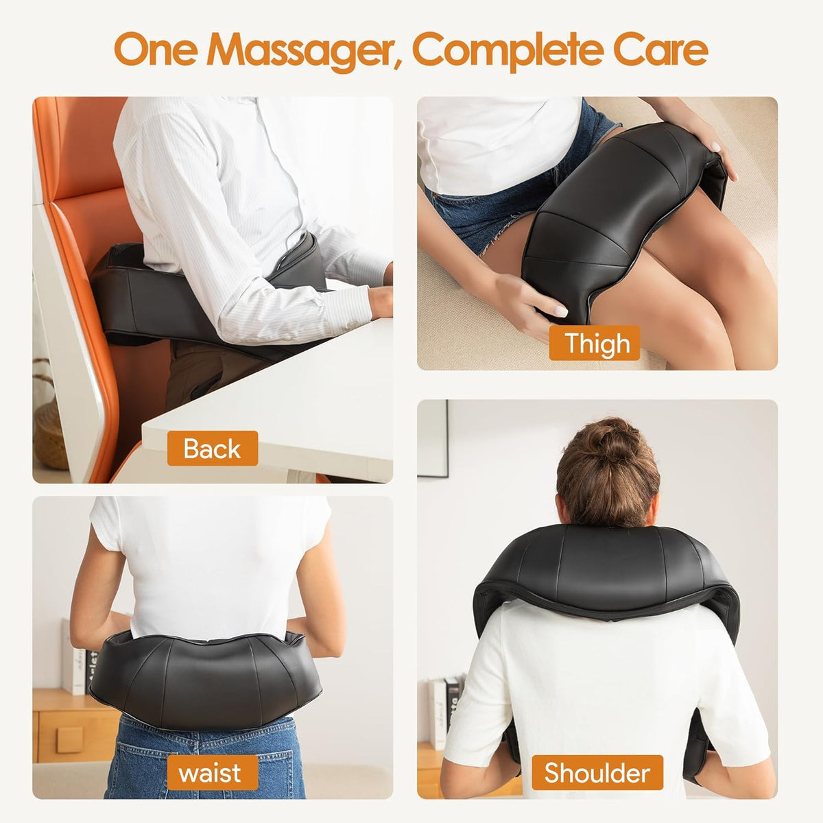 Brelley Back and Neck Massager, Cervical Massager | PU Leather, Three Levels of Adjustable Intensity, Relieve Muscle Pain, Gifts for Women and Men